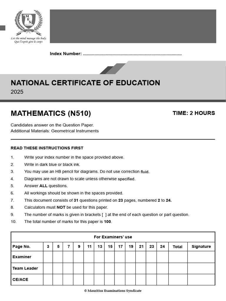 NCE 2025 Mathematics | PDF | Area | Elementary Mathematics