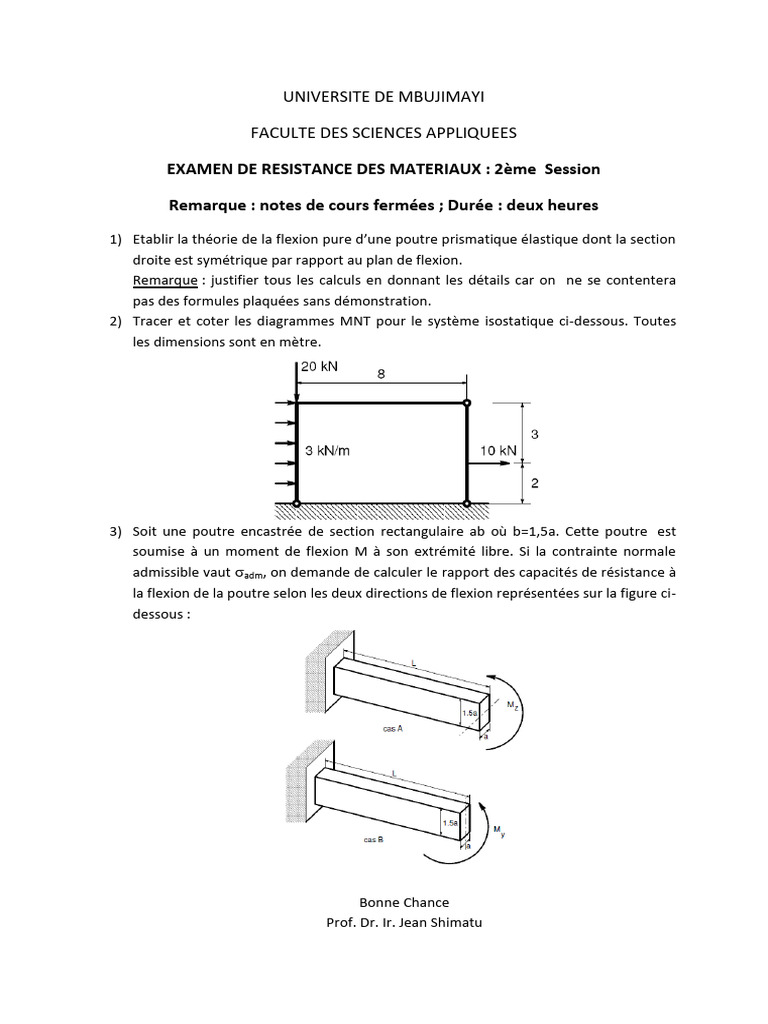 Examen RDM s2 Um 2016-1-1-1 | PDF