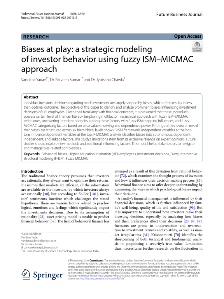 Biases at Play: A Strategic Modeling of Investor Behavior Using Fuzzy ...