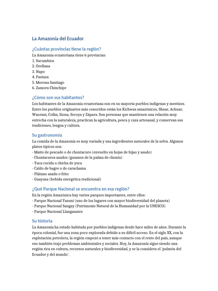 La Amazonia Del Ecuador | PDF