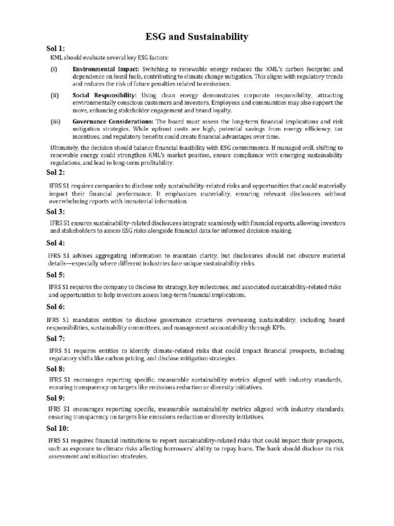 Sol (ESG and Sustainability) | PDF