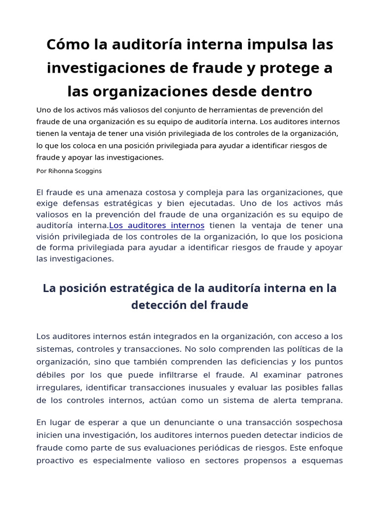 Auditoria Interna y Fraude | PDF | Auditoría | Fraude