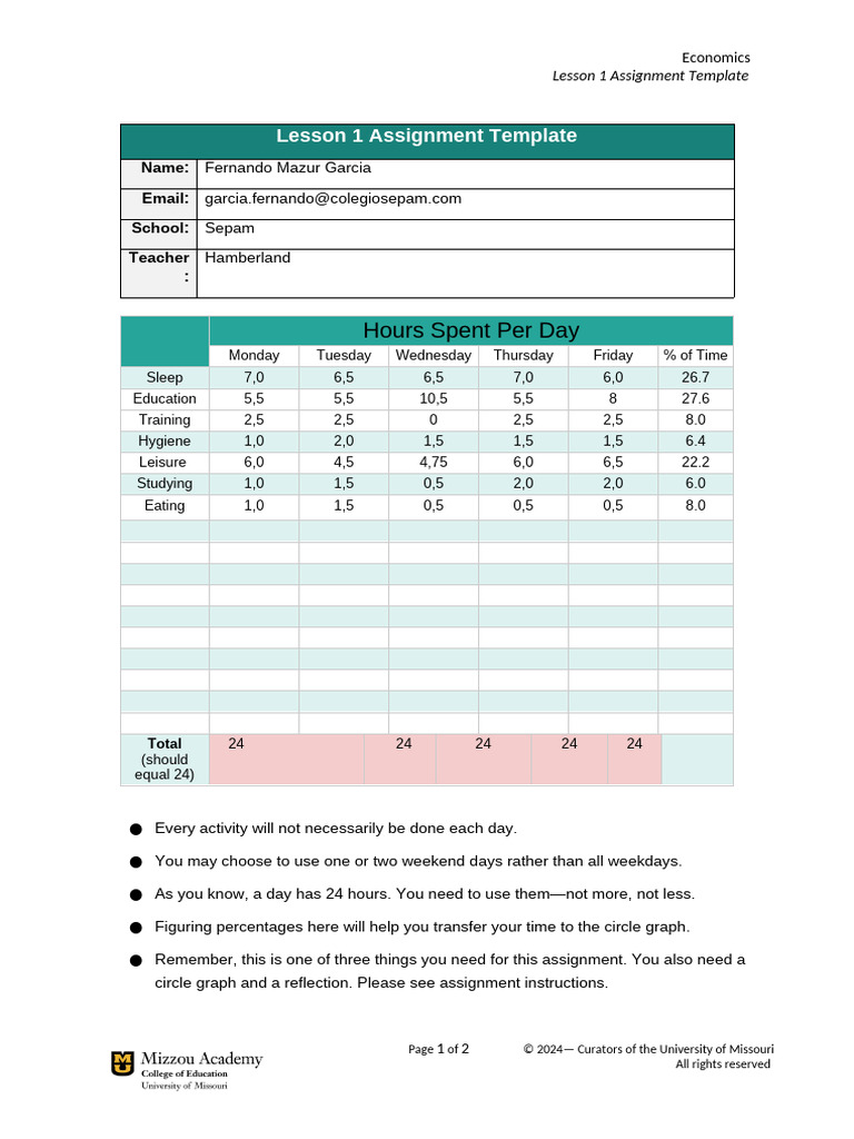 Time Log Template l 1 | PDF