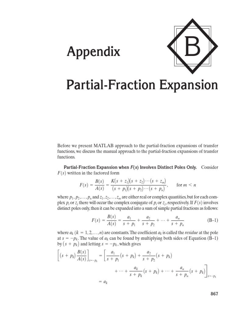 Table B-1 Partial-Fraction Expansion | PDF