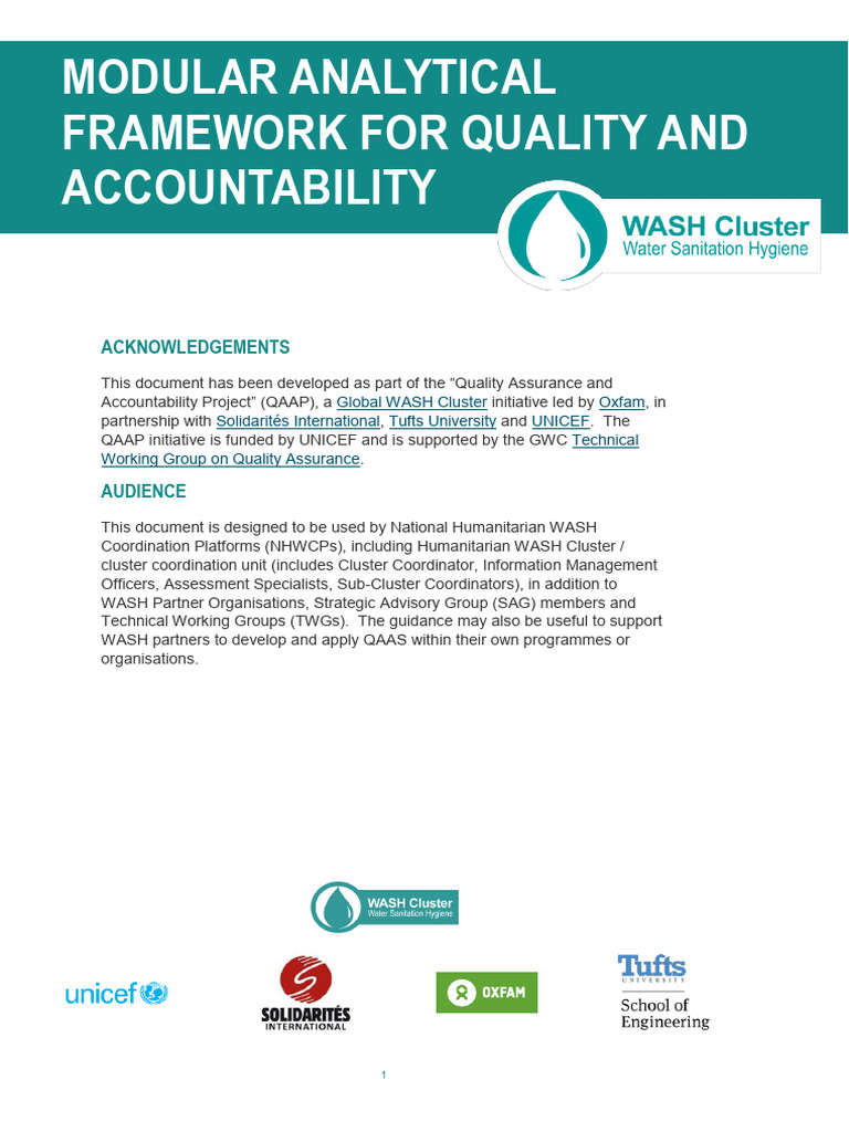 ENG GWC Modular Analytical Framework r6 | PDF | Sanitation | Wash