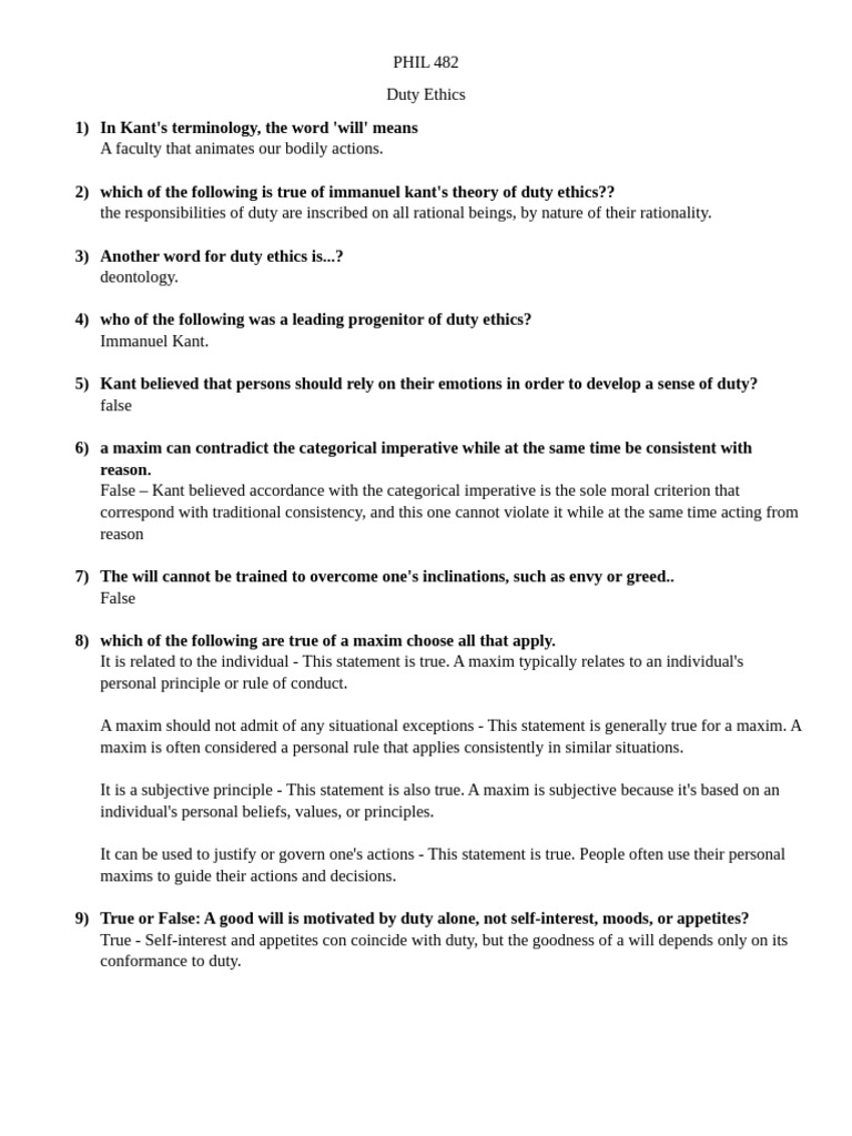 Duty Ethics | PDF | Immanuel Kant | Epistemology