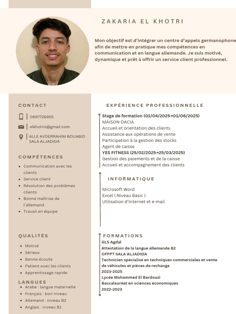 CV Français Professionnel Marron Simple - 20260311 - 164409 - 0000 | PDF