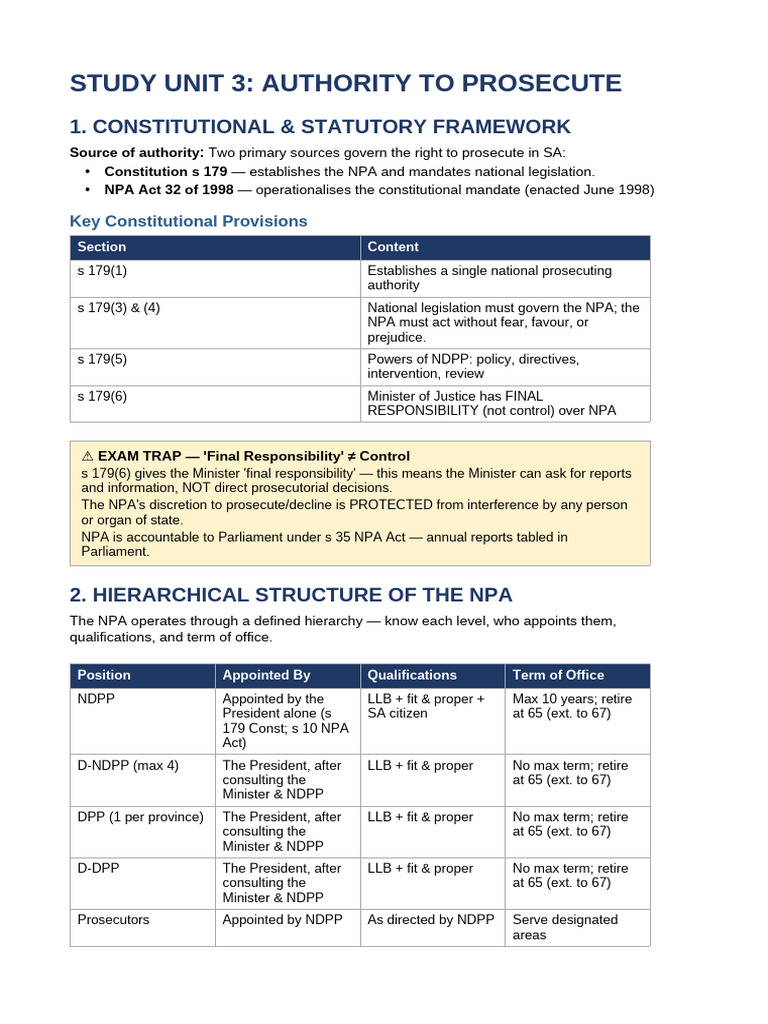 Unit3 Authority To Prosecute Notes | PDF | Prosecutor | Double Jeopardy
