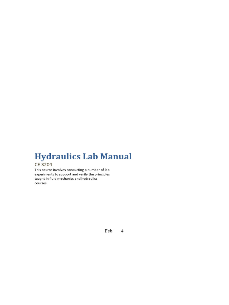 Hydraulic Lab Manual 3rd Term 2024 | PDF