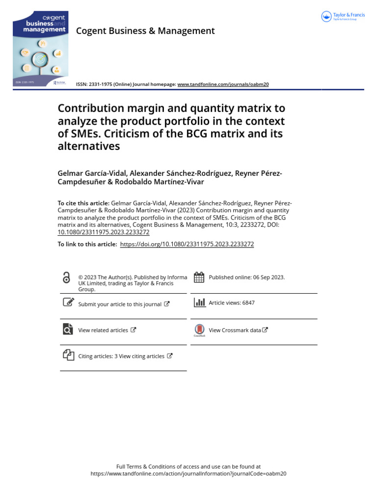 Contribution Margin and Quantity Matrix to Analyze the Product ...