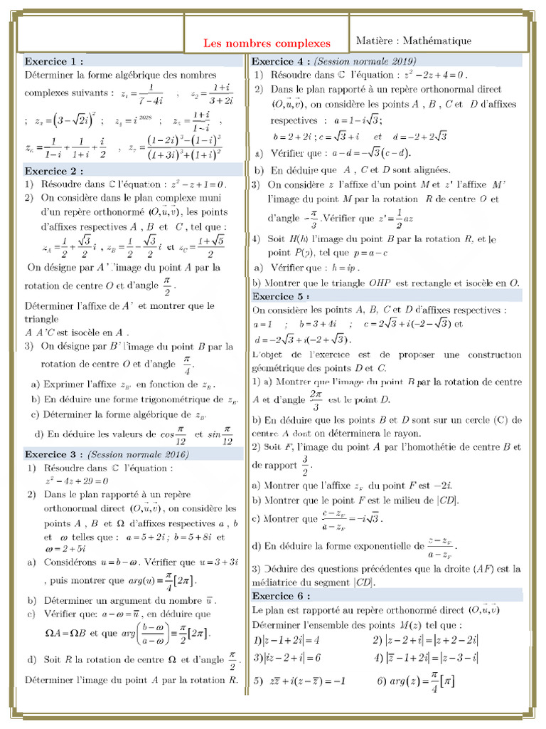 Serie Nombres Complexes | PDF