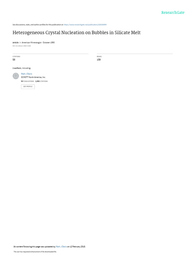 Heterogeneous Crystal Nucleation On Bubbles in Sil | PDF | Magma ...