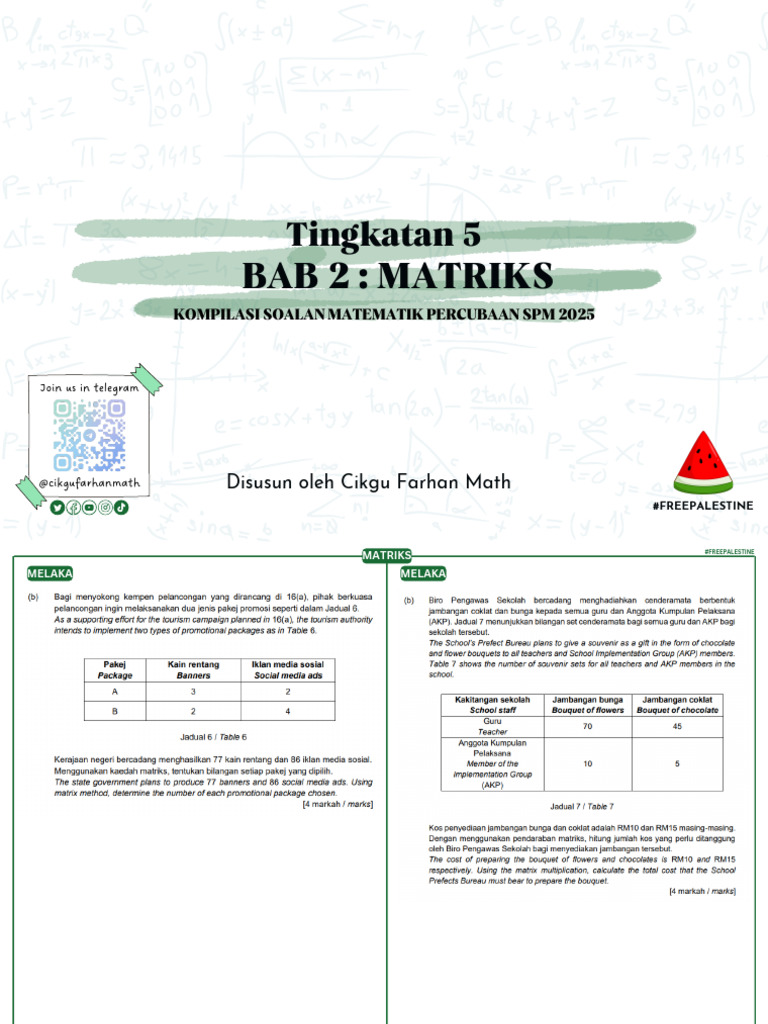 12. MATRIKS 2025 by @Cikgufarhanmath | PDF