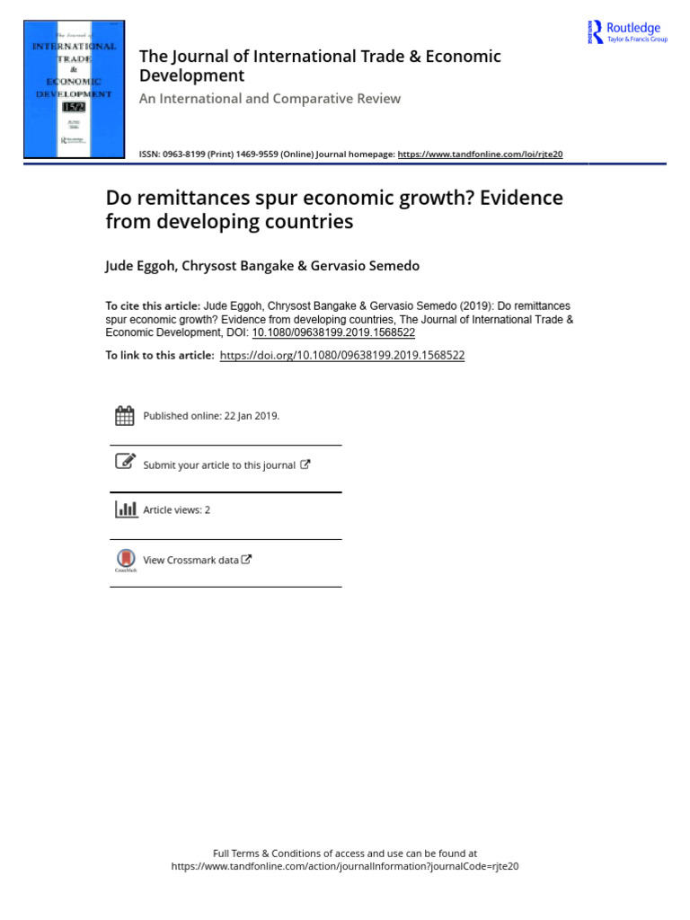 Do Remittances Spur Economic Growth Evid | PDF | Economic Growth ...