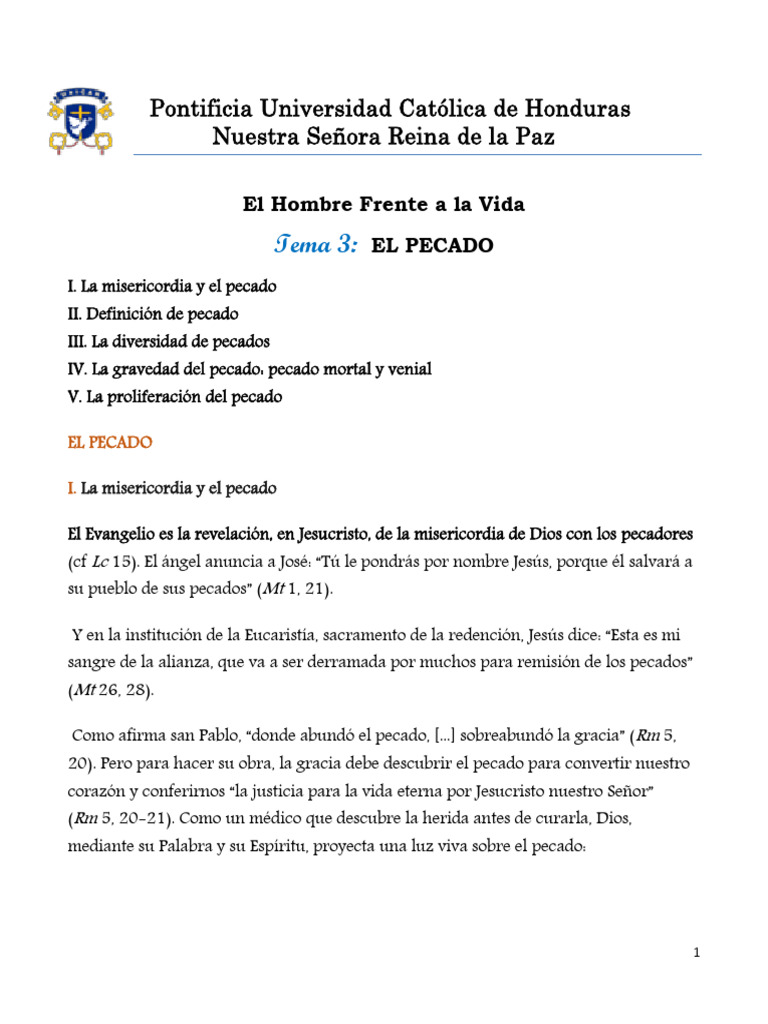 Tema No. 3 El Pecado | PDF | Pecado | Creencia religiosa y doctrina