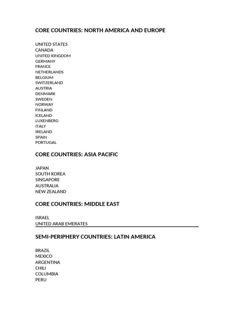 Core Countries Study | PDF