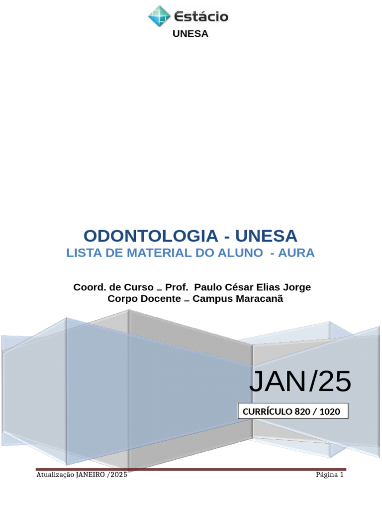 Lista Material Completa Currículo Aura820 - FEV 24 | PDF | Odontologia