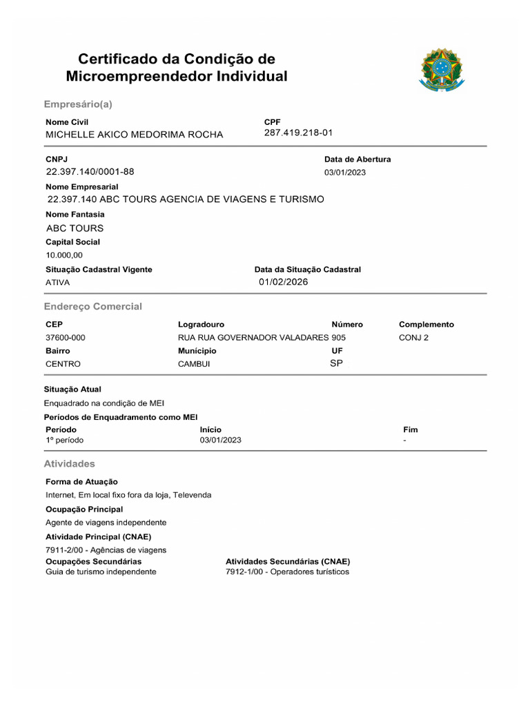 Certificado Mei Imagens 0 (1) | PDF