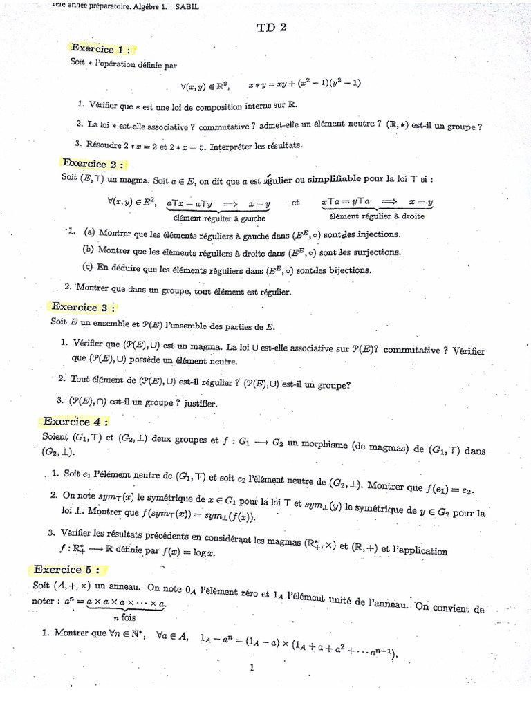 TD2 Et Corr Alg1 | PDF