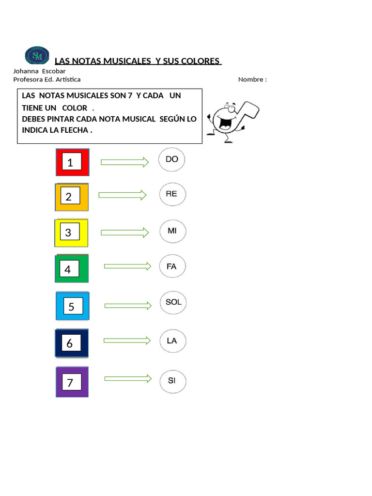 Las Notas Musicales y Sus Colores (1) | PDF