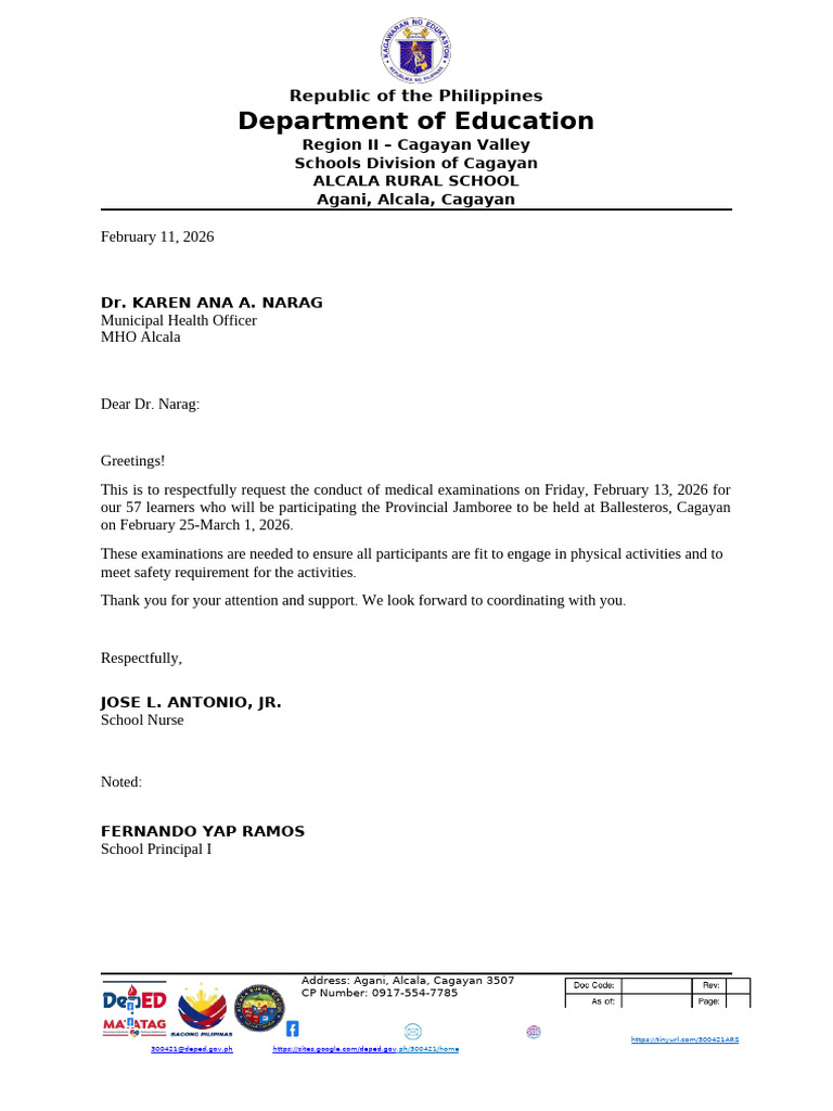 Letter to RHU BSP Jamboree | PDF