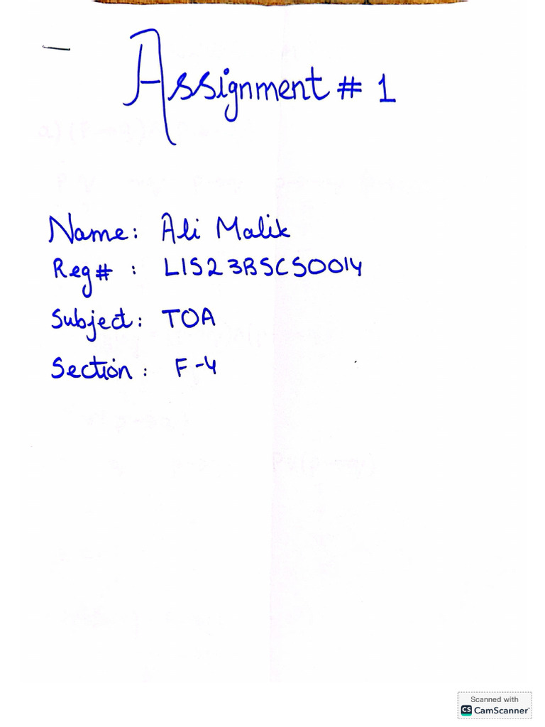 TOA Assignment 1 (0014) FINAL | PDF