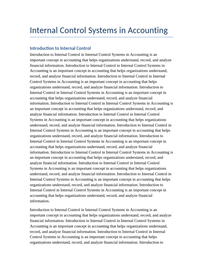 Internal Control Systems in Accounting | PDF | Computer Programming ...