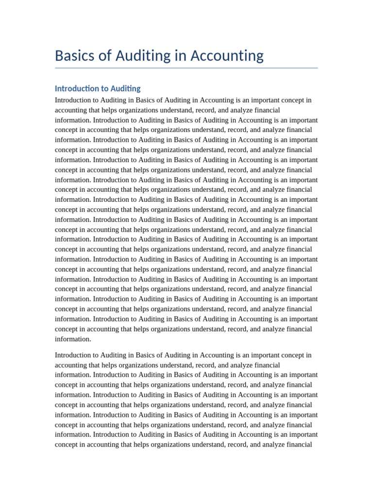 Basics_of_Auditing_in_Accounting | PDF | Audit | Auditor's Report