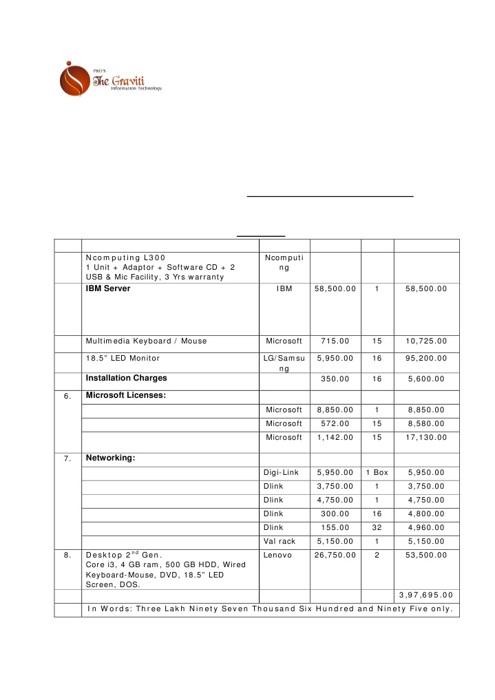 Quotation for NComputing & Server Supplies | PDF
