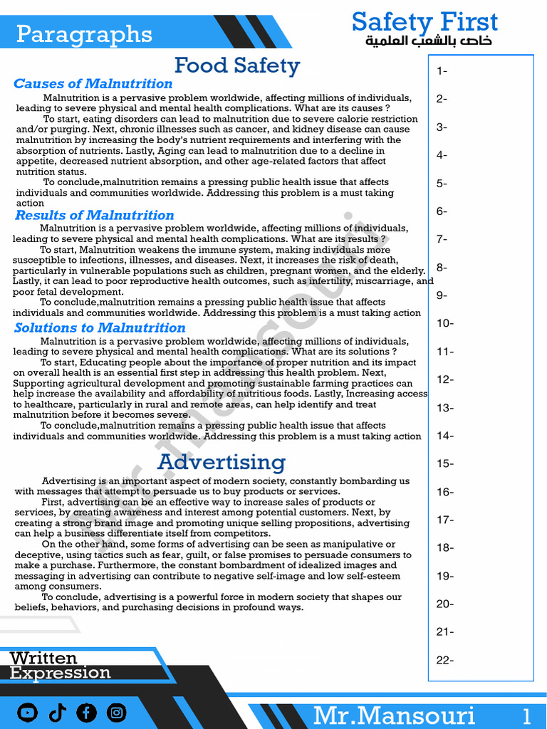 Safety Paragraphs 2 | PDF | Malnutrition | Advertising