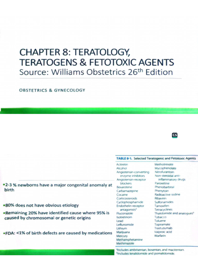 Teratology, Teratogens & Fetotoxic Agents | PDF