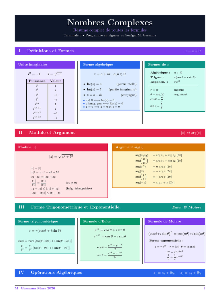 Complexes Cours | PDF | Nombre | Mathématiques élémentaires