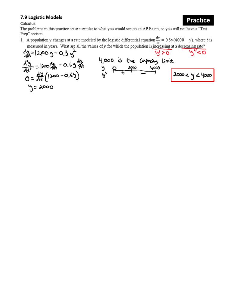 Calc 7.9 Solutions | PDF | Logistic Function | Equations