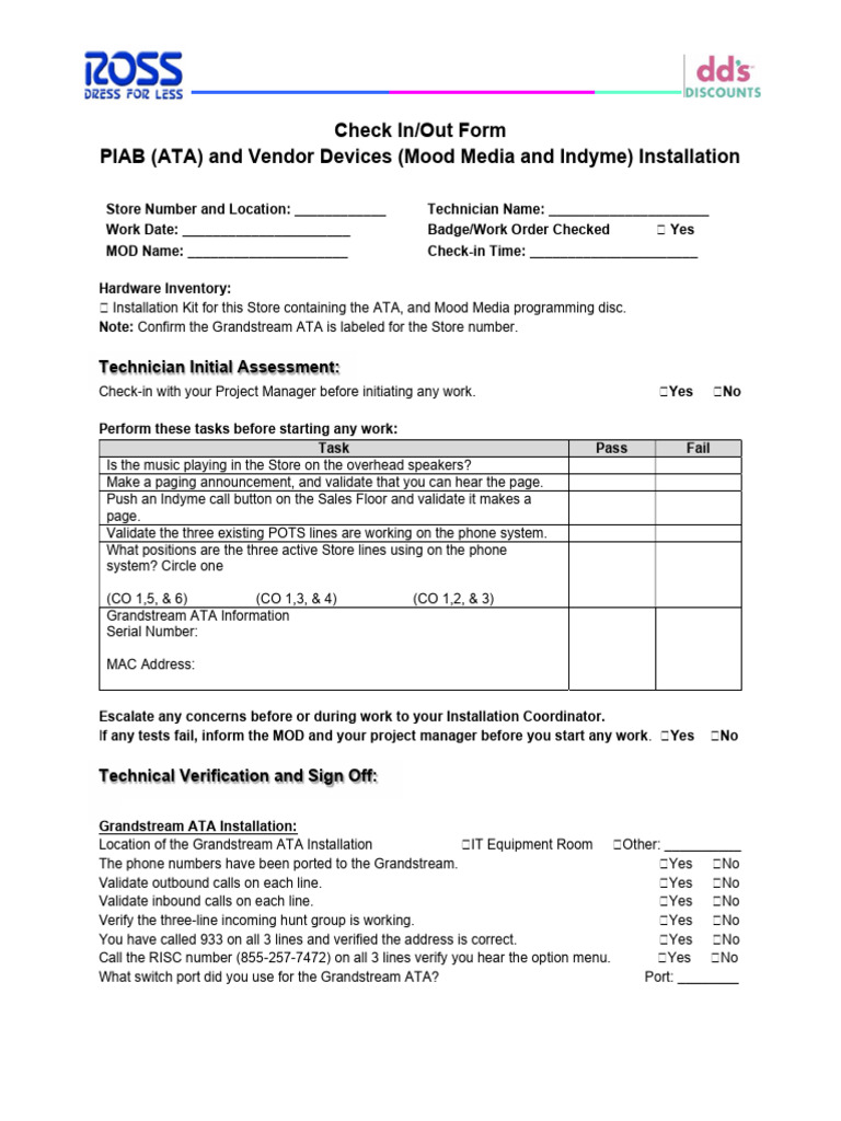 PIAB Checklist V1.5 | PDF | Computer Network | Network Switch
