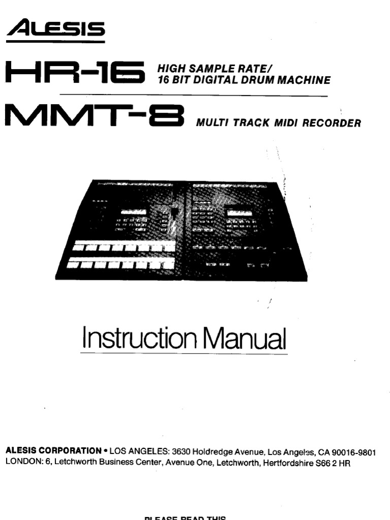 Alesis HR-16 & MMT-8 Owners Manual