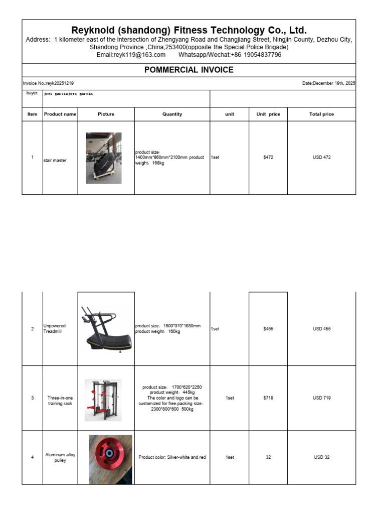 Proforma Invoice - (2025-12-18 22 - 43 - 28) | PDF | Weight Training