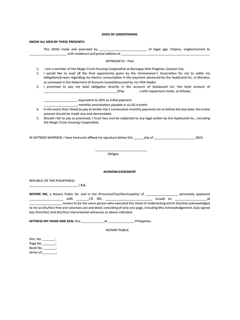 Deed of Undertaking | PDF