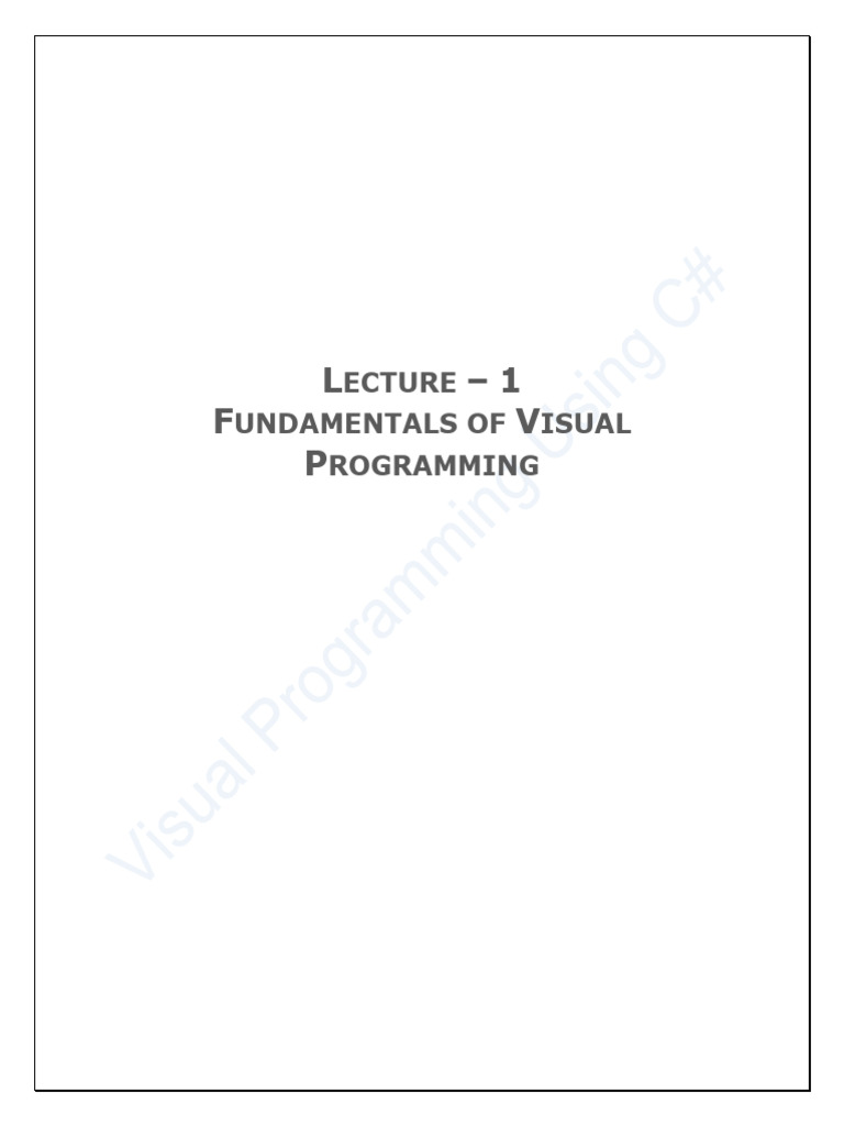 Lecture | PDF | C Sharp (Programming Language) | Computer Programming