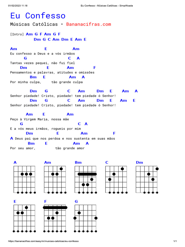 Eu Confesso - Músicas Católicas - Simplificada | PDF