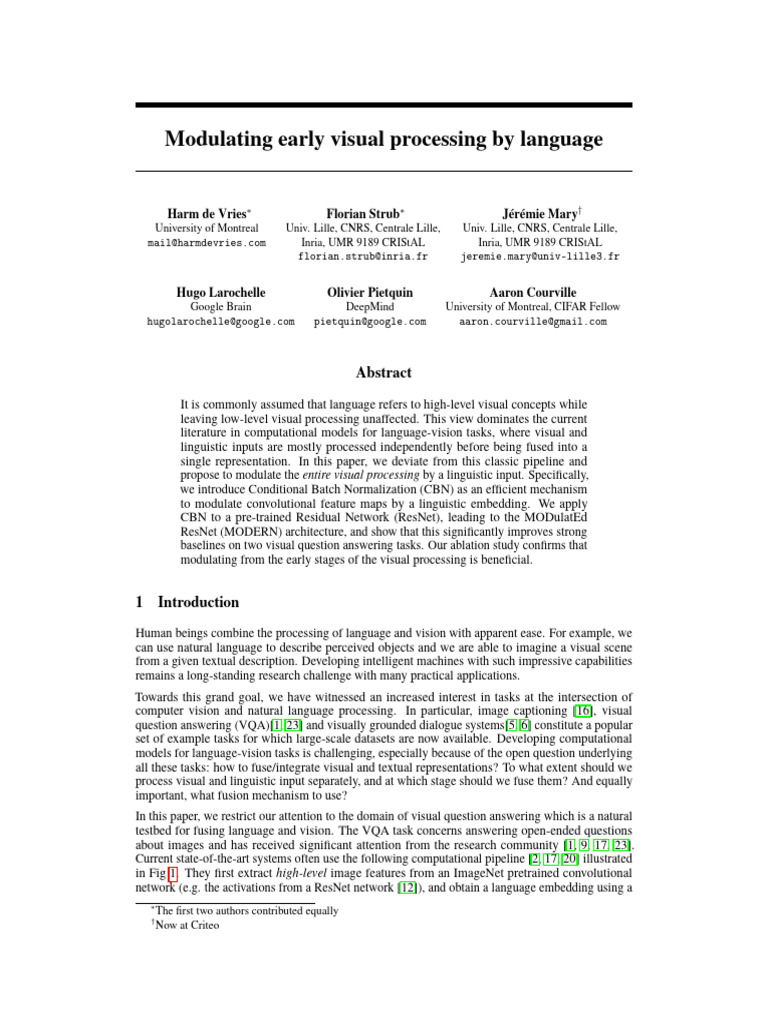 Modulating early visual processing by language | PDF | Applied ...