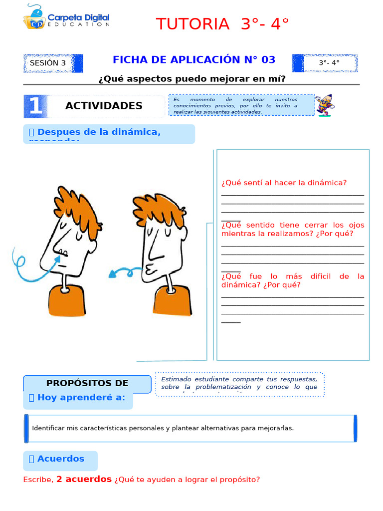 Ficha 3 - ¿Qué Aspectos Puedo Mejorar en Mí - Tutoria 3ro-4to | PDF ...