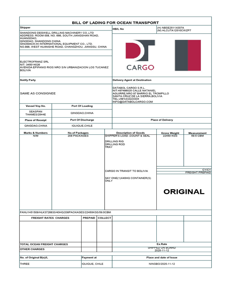 BL MARITIMO | PDF | Cargo | Consumer Goods