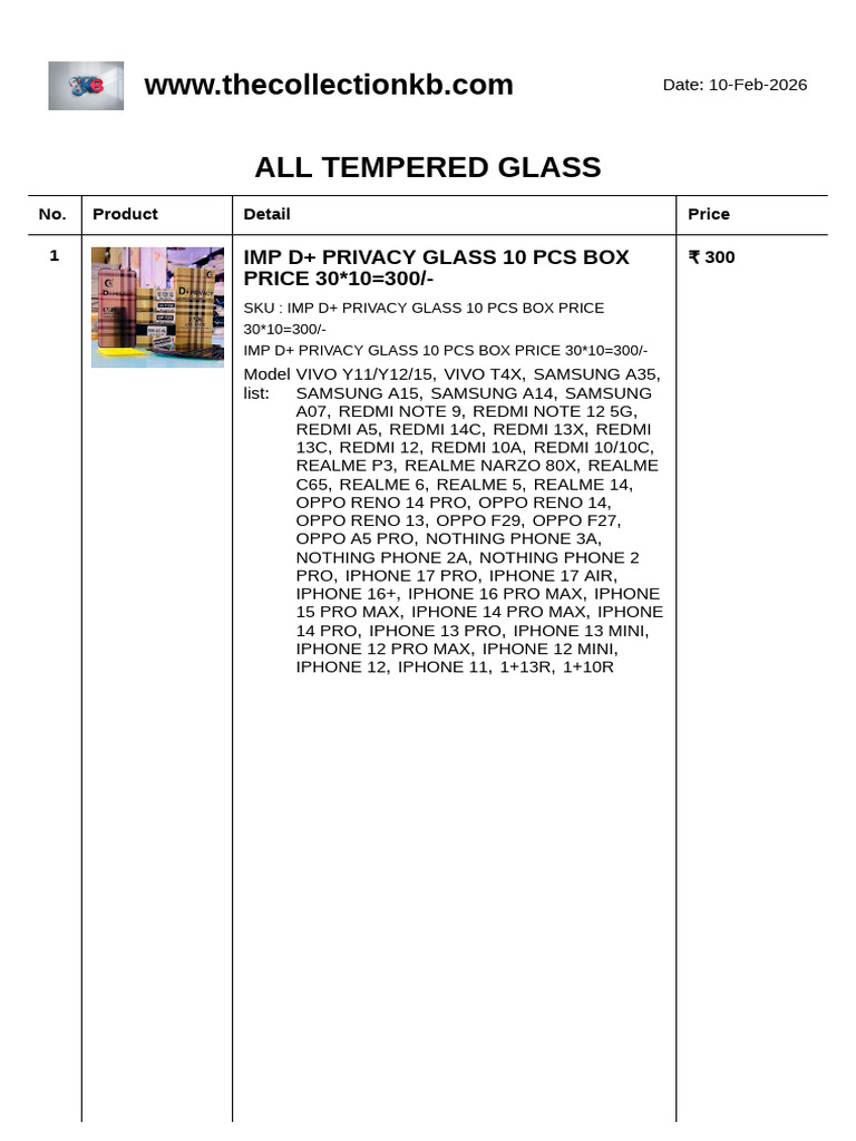 All Tempered Glass: Imp D+ Privacy Glass 10 Pcs Box PRICE 30 10 300 ...