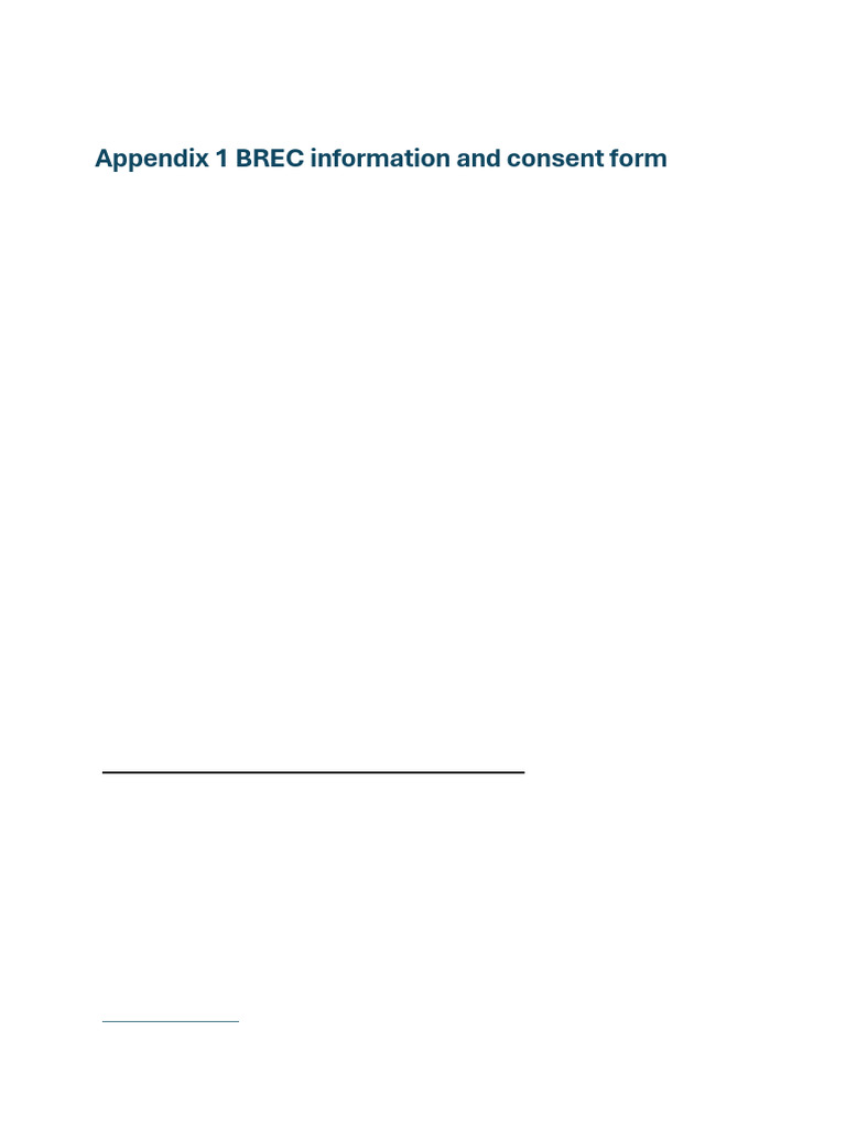 Appendix 1 BREC information and consent form | PDF | Backup