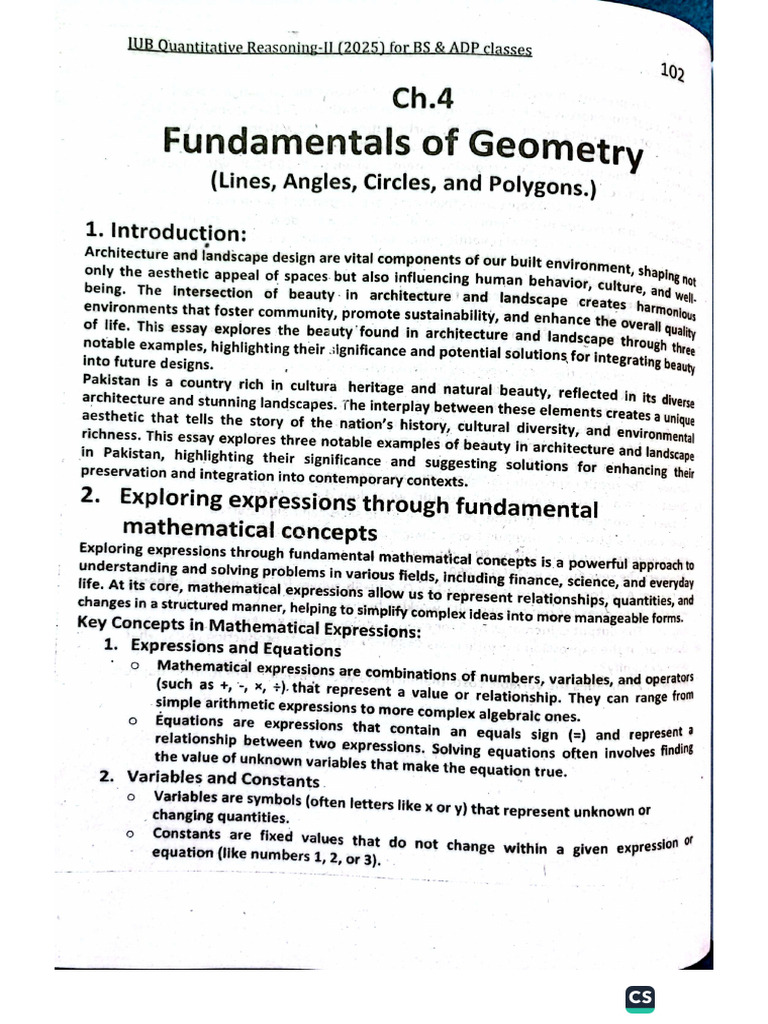 Fundamental of Geometry Quantitative Reasoning Ch.4 | PDF