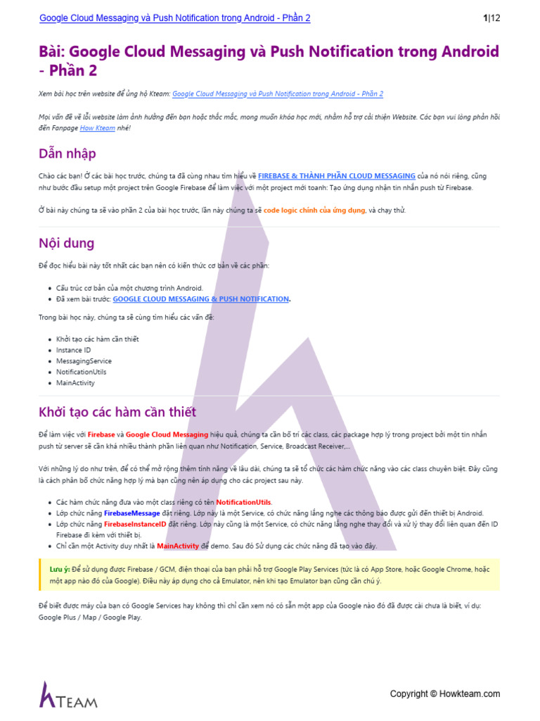 HOWKTEAM.VN - Google Cloud Messaging và Push Notification trong Android ...