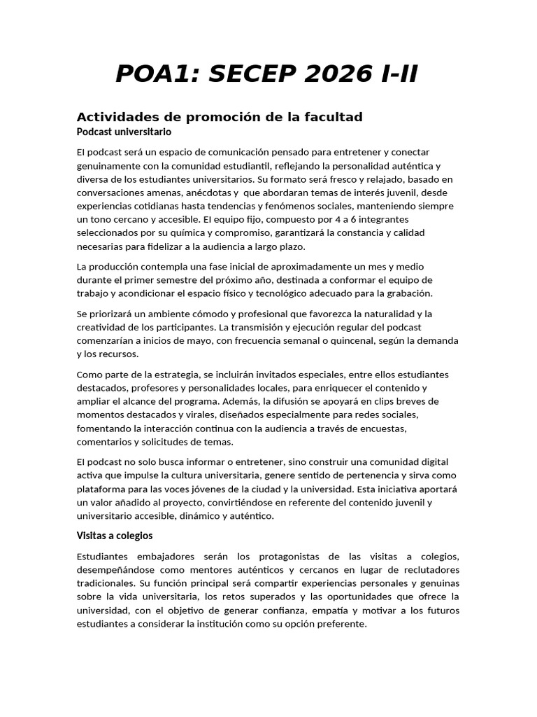 Poa1 Secep 2026 | PDF | Educación financiera | Aprendizaje
