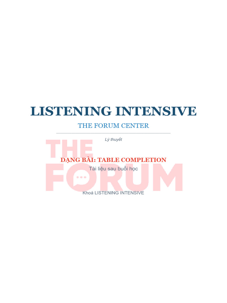 Table Completion Theory | PDF
