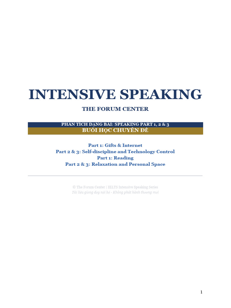 Intensive Speaking: The Forum Center | PDF | Relaxation (Psychology ...