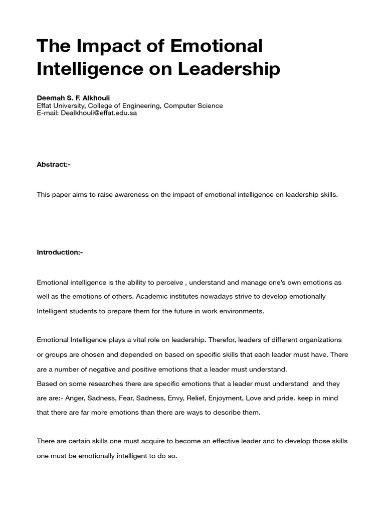 Impact of EI On Leadership | PDF | Emotional Intelligence | Emotions